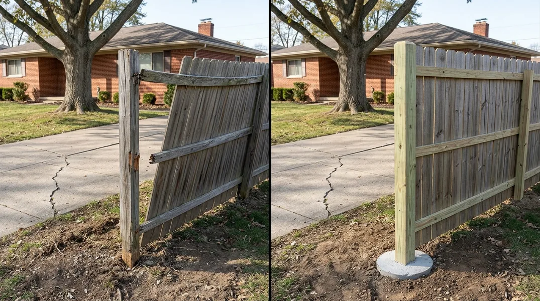 Why Dayton Fences Lean: Frost Heave, Clay Soil and Rotted Posts